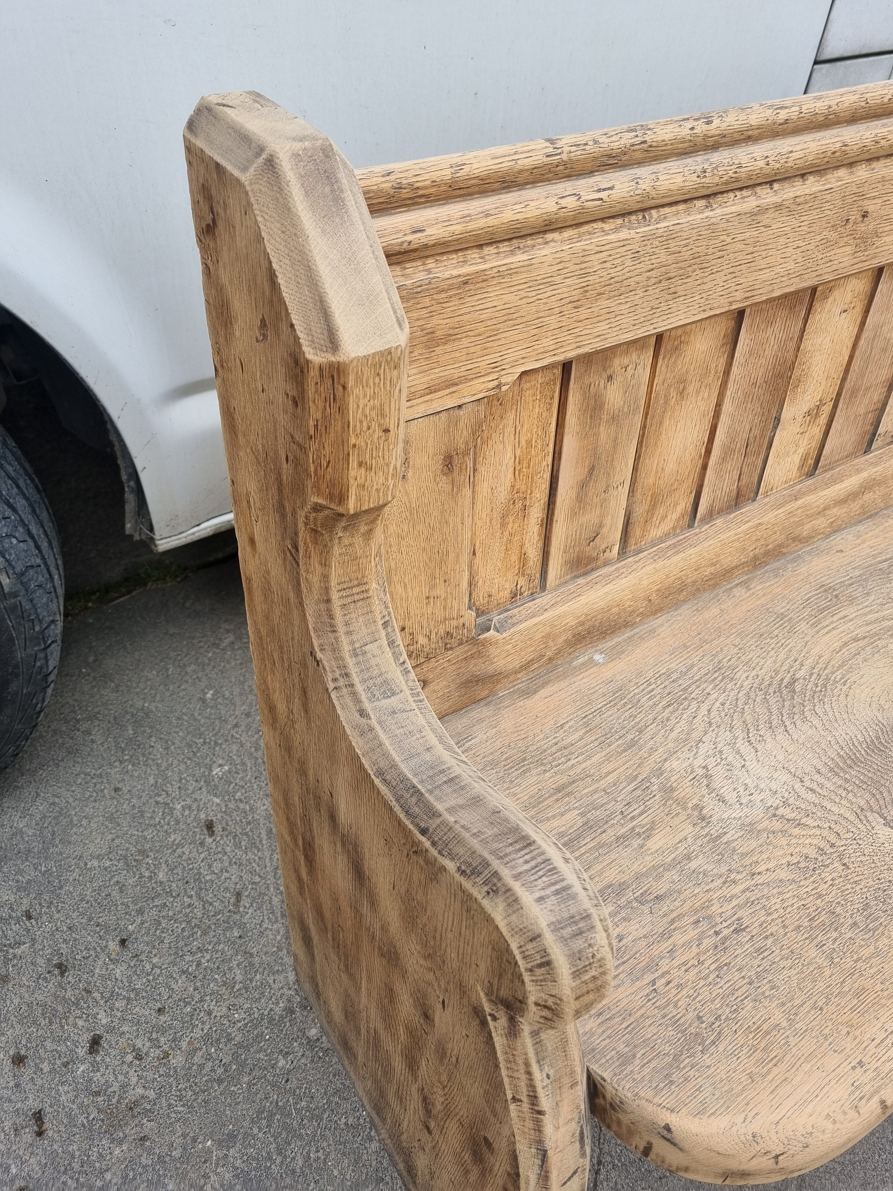 Victorian Bleached Oak Church Seat