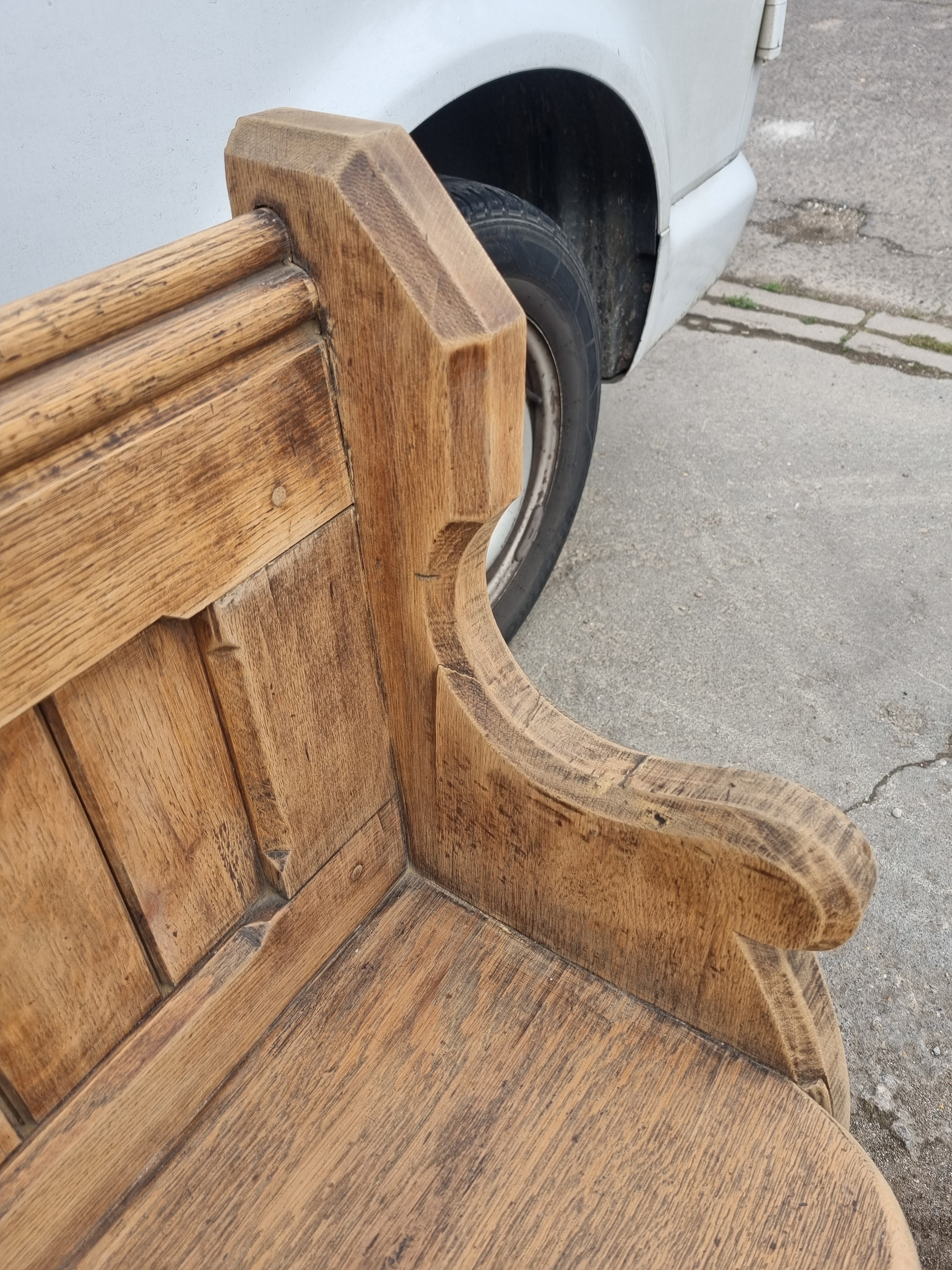 Victorian Bleached Oak Church Seat