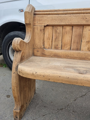 Victorian Bleached Oak Church Seat