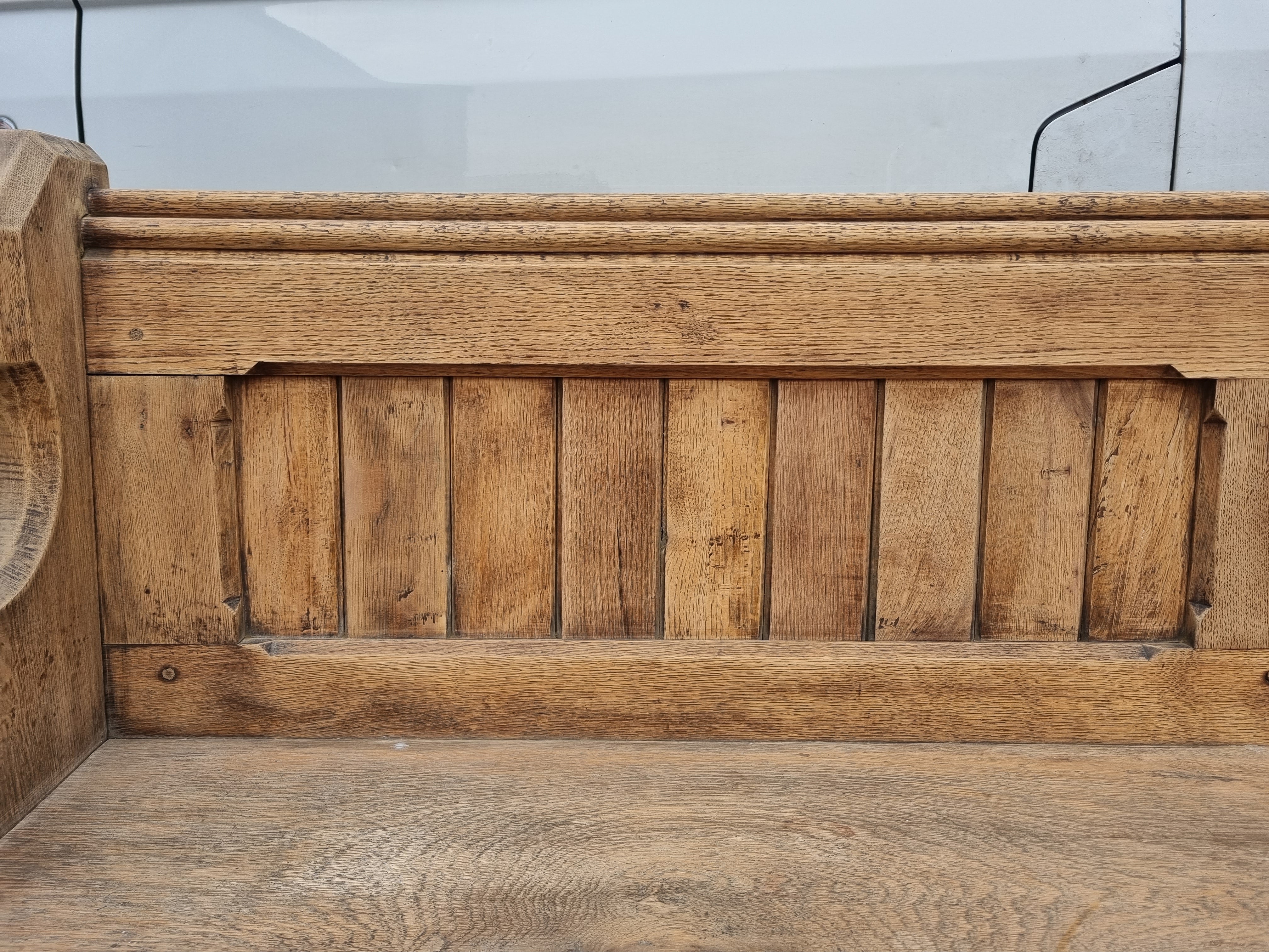 Victorian Bleached Oak Church Seat