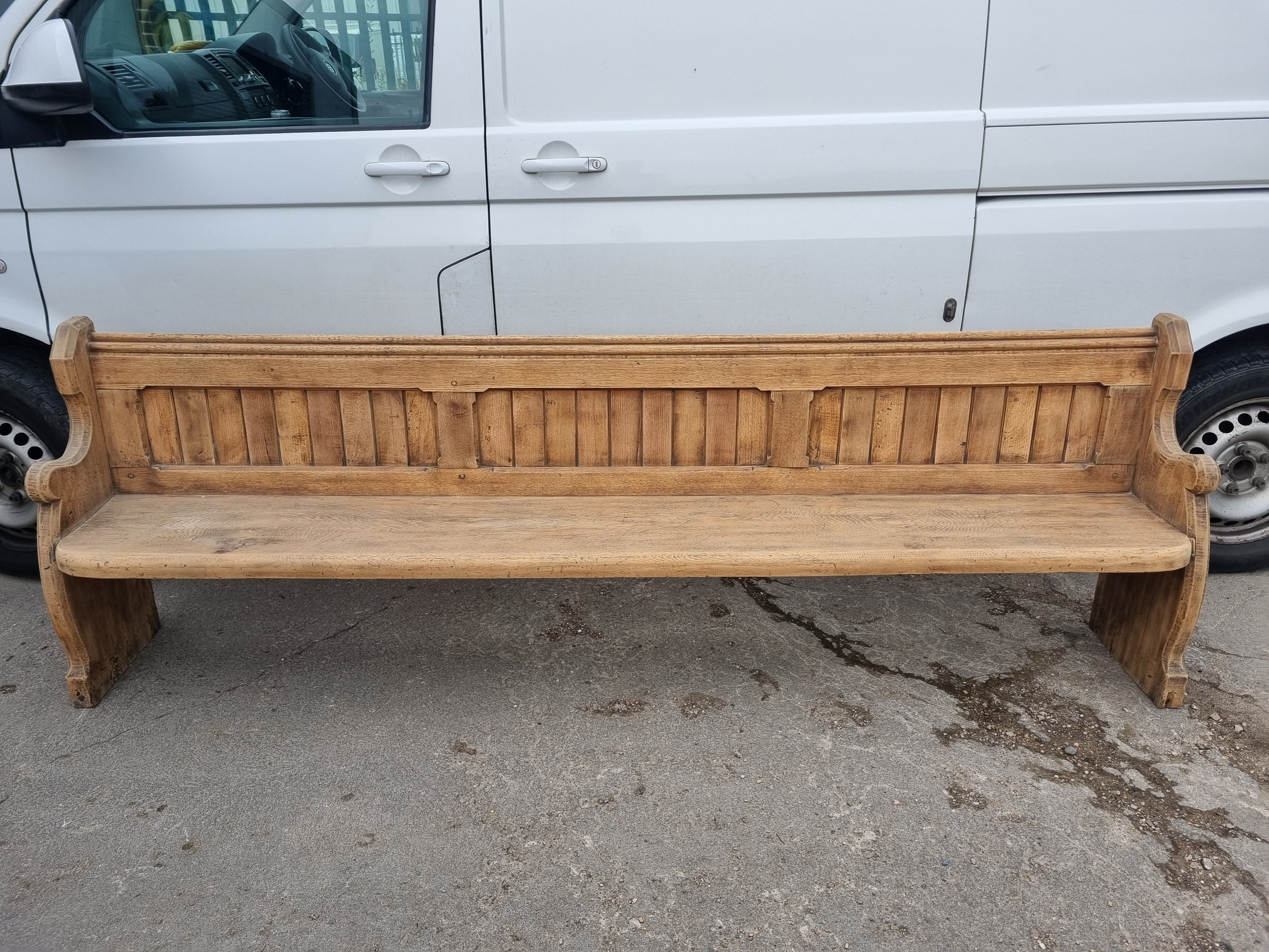 Victorian Bleached Oak Church Seat