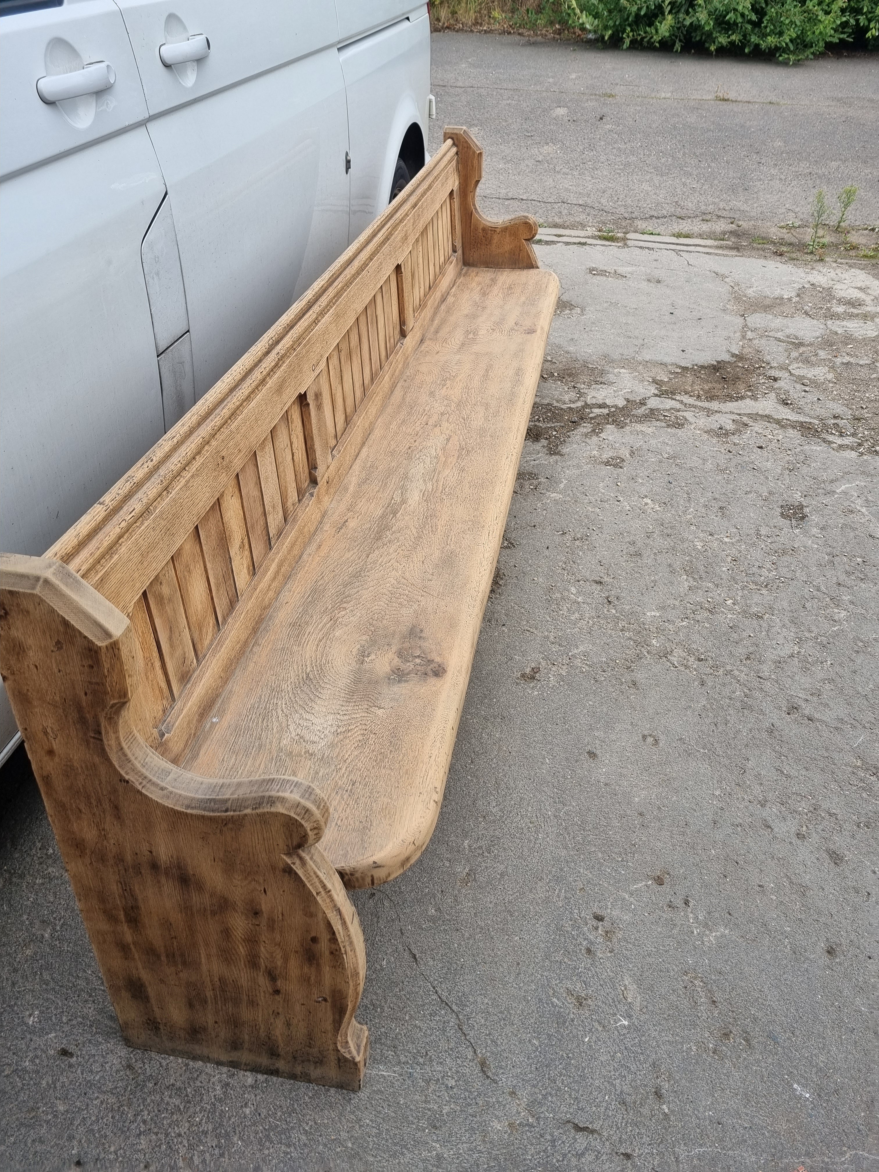 Victorian Bleached Oak Church Seat