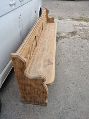 Victorian Bleached Oak Church Seat