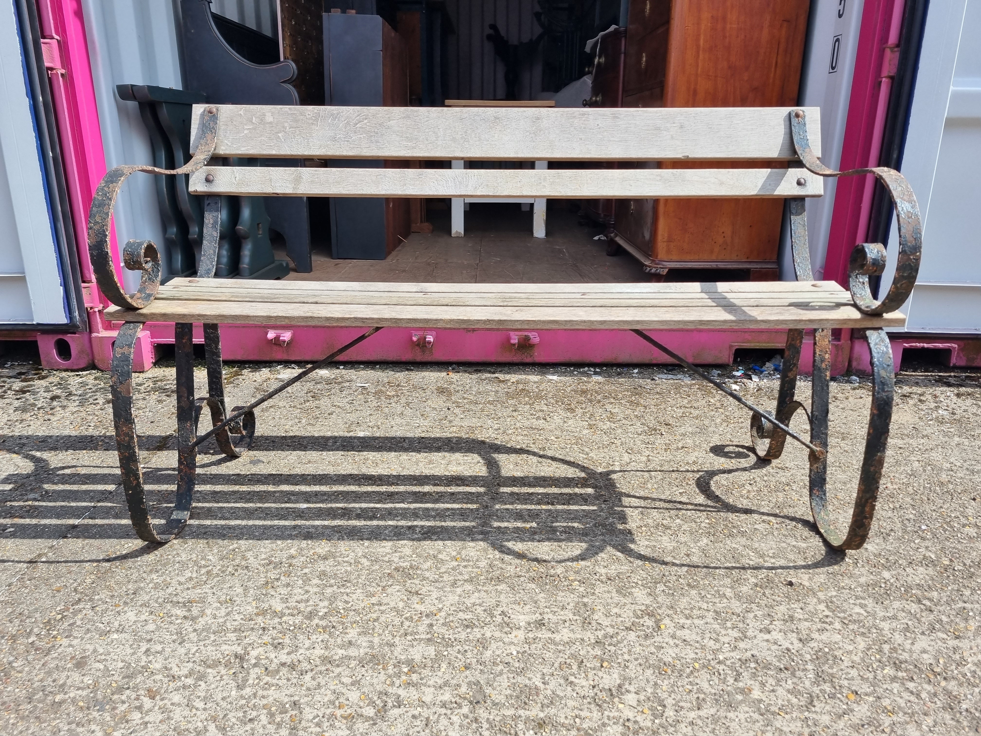 Oak Slatted Victorian Bench