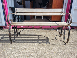Oak Slatted Victorian Bench