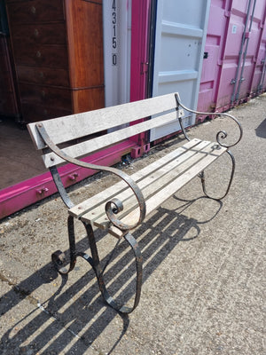 Oak Slatted Victorian Bench