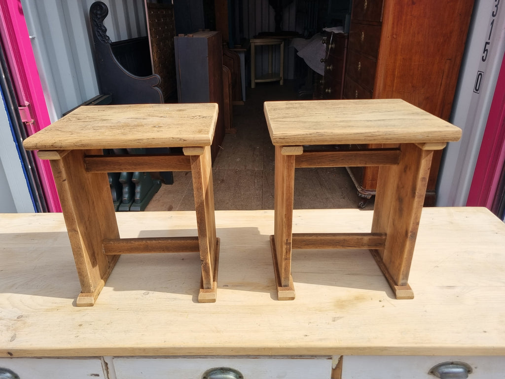 English Oak Arts & Crafts Style Side Tables