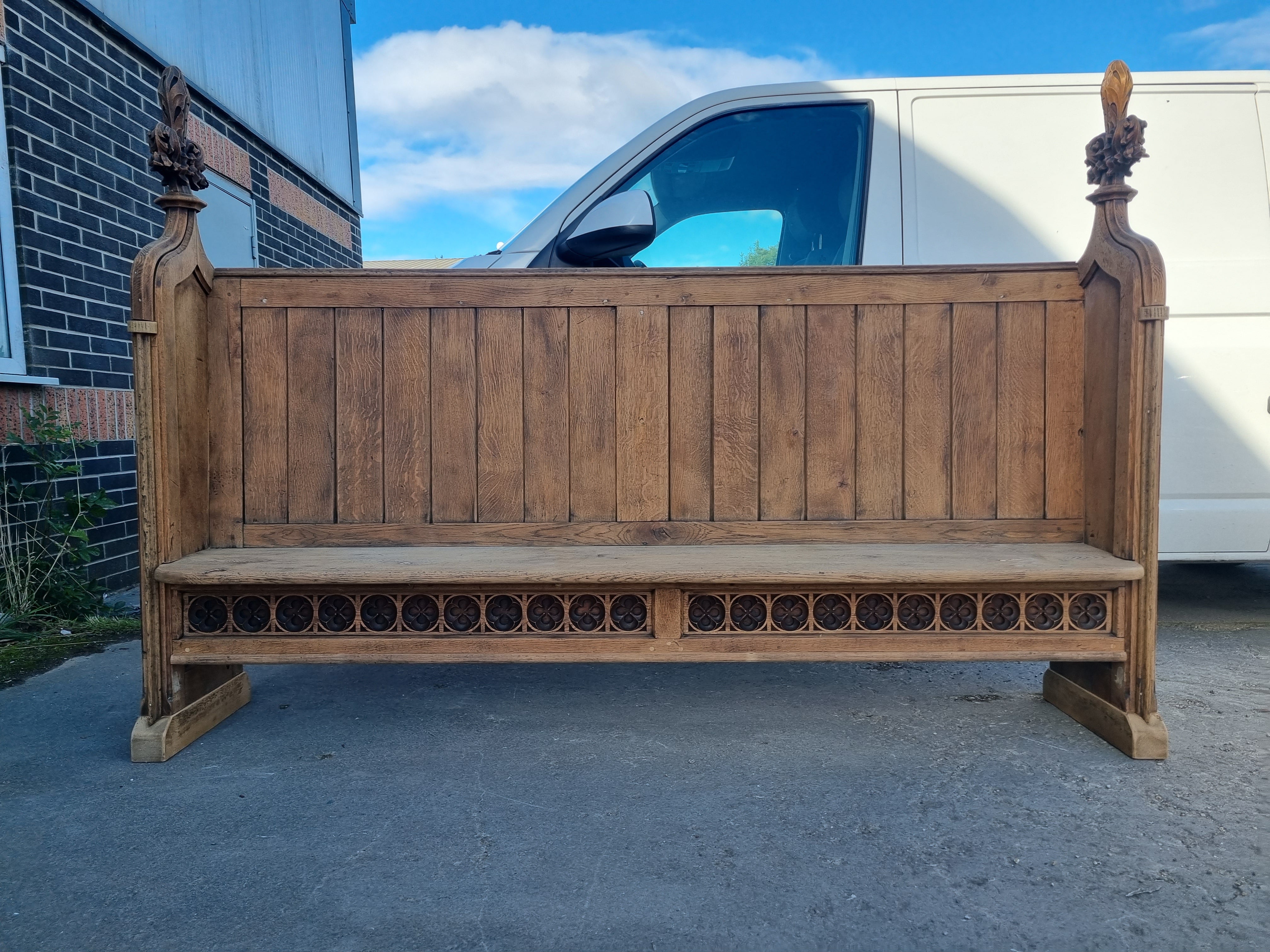 Oak Gothic Church Seat