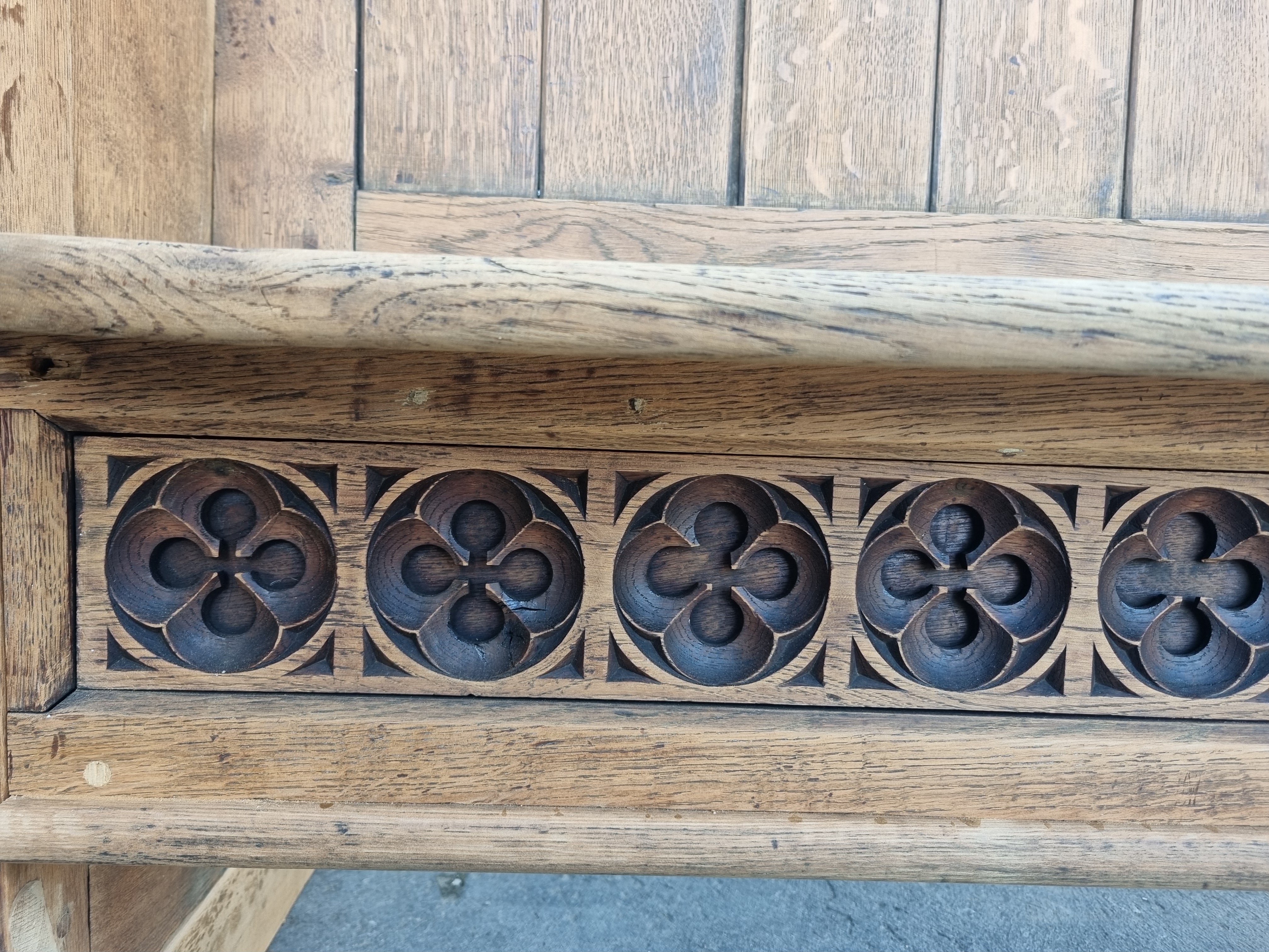 Oak Gothic Church Seat