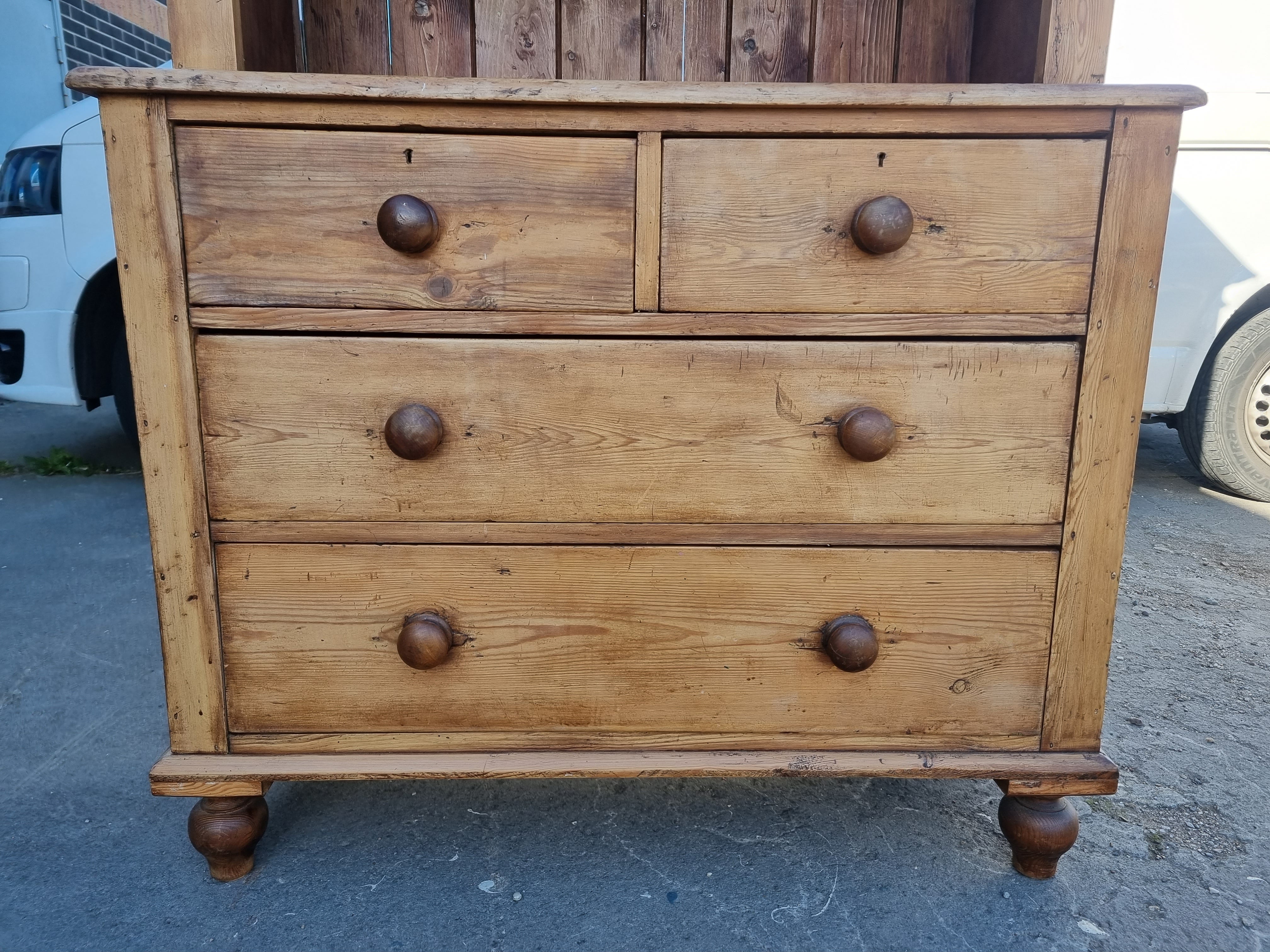 Rustic Pine Chest of Drawers & Bookcase