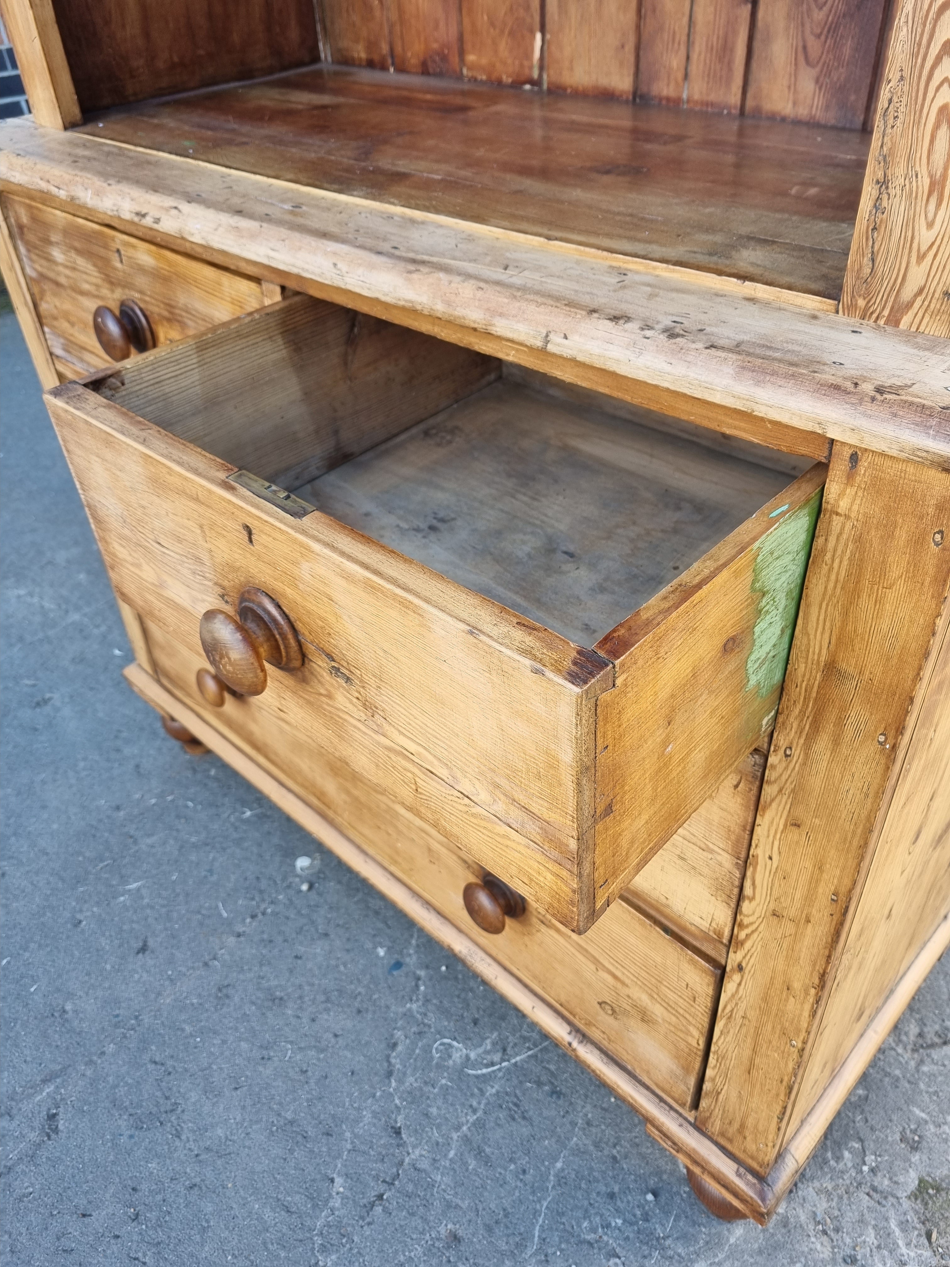 Rustic Pine Chest of Drawers & Bookcase