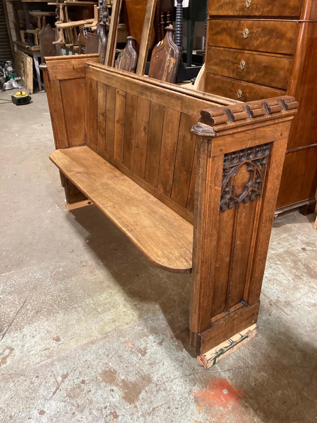 Antique Oak Church Seat